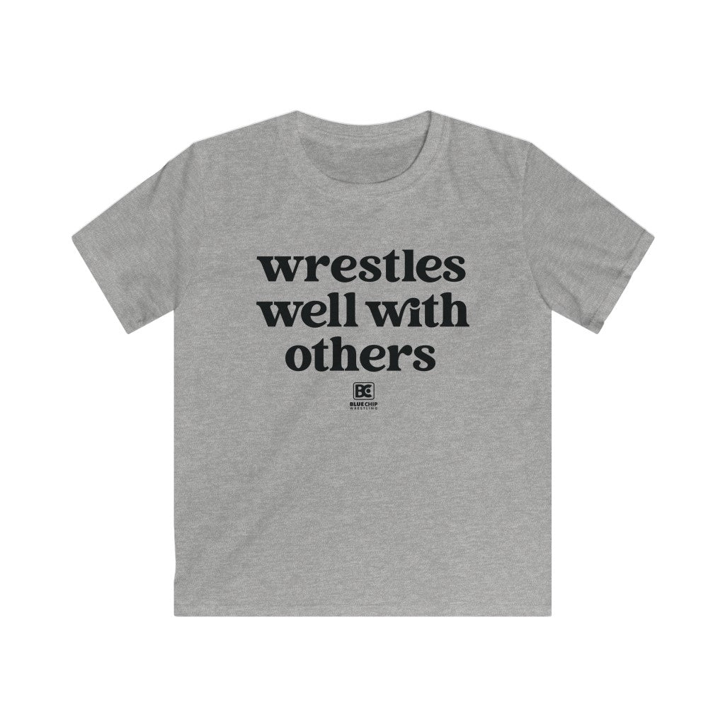 Wrestles Well With Others Youth Wrestling T-Shirt